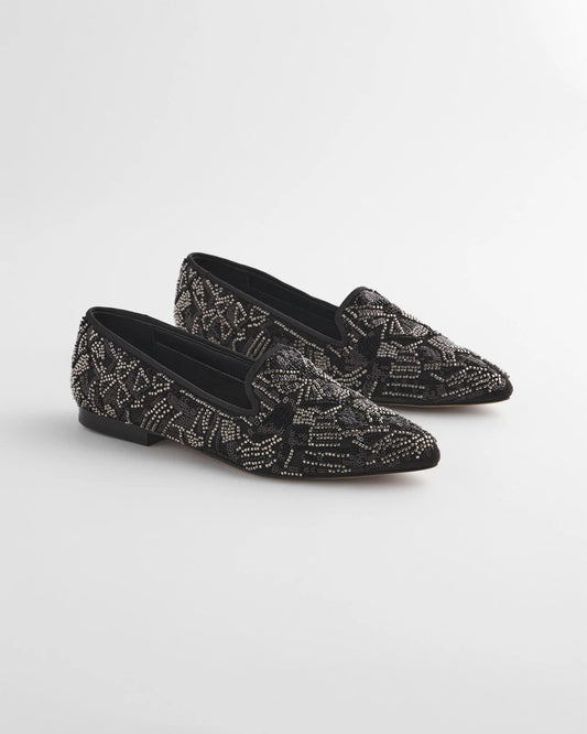 Chico's Women | Gwyn Art Deco Beaded Flats BLACK