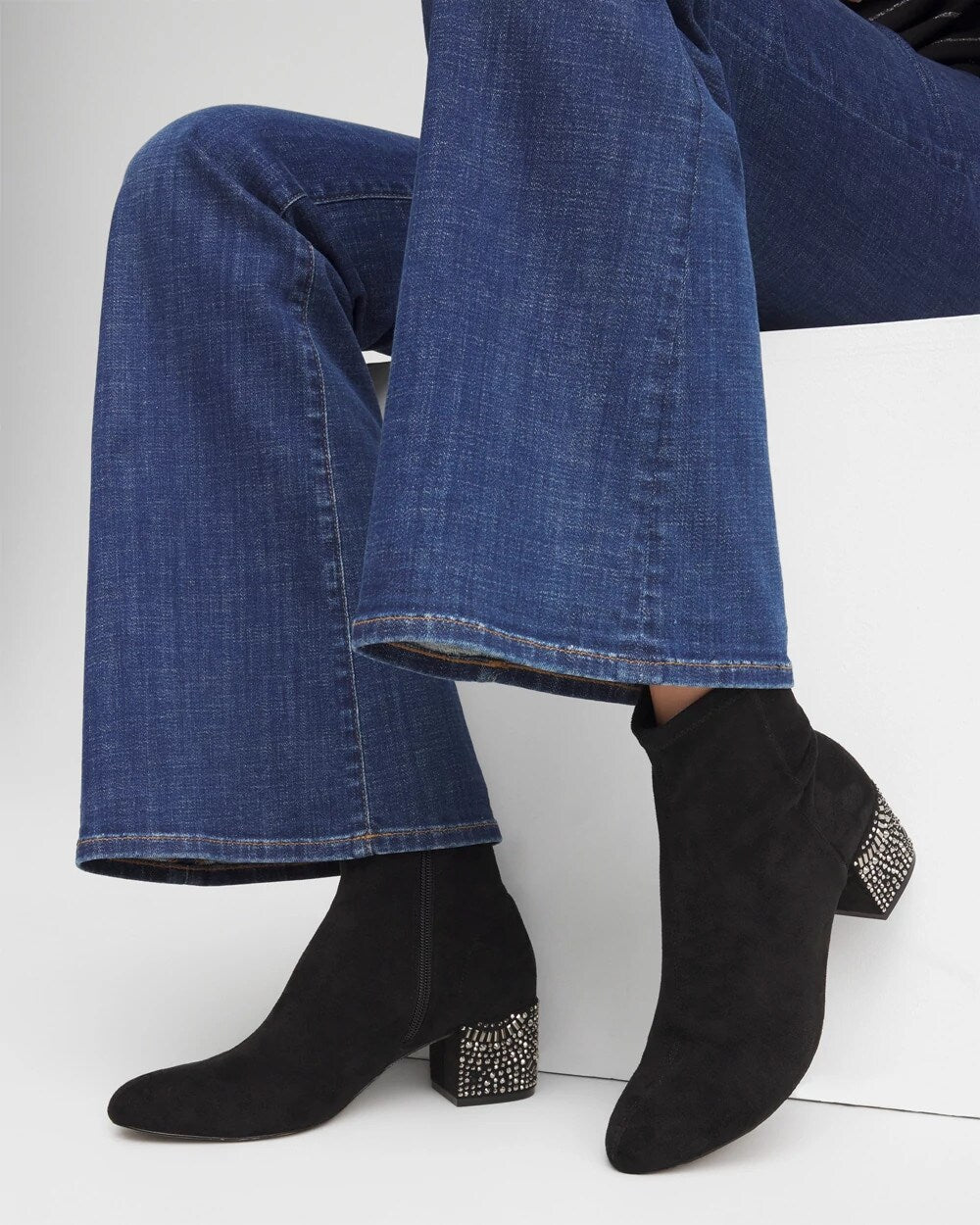 Chico's Women | Embellished Destiny Art Deco Boot Heels BLACK