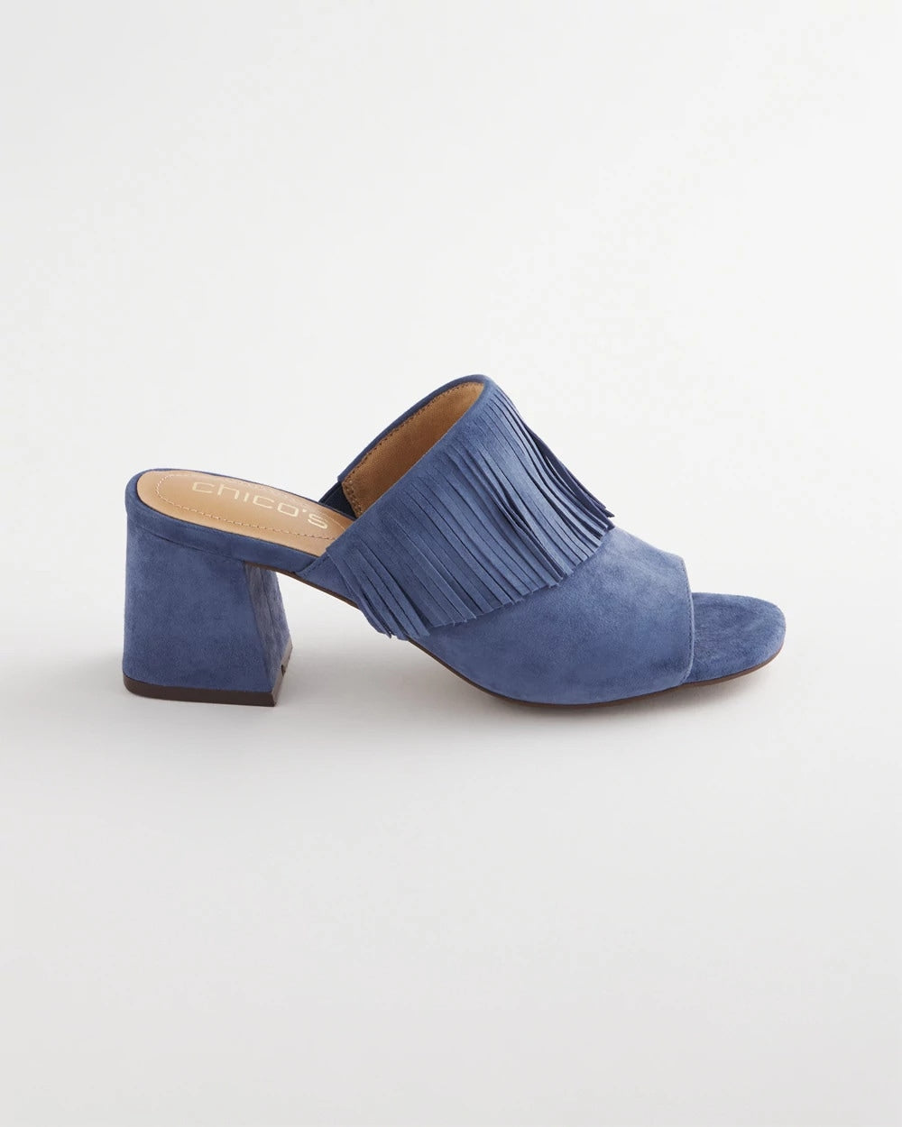 Chico's Women | Blue Lotus Suede Fringe Block Heels BLUE LOTUS