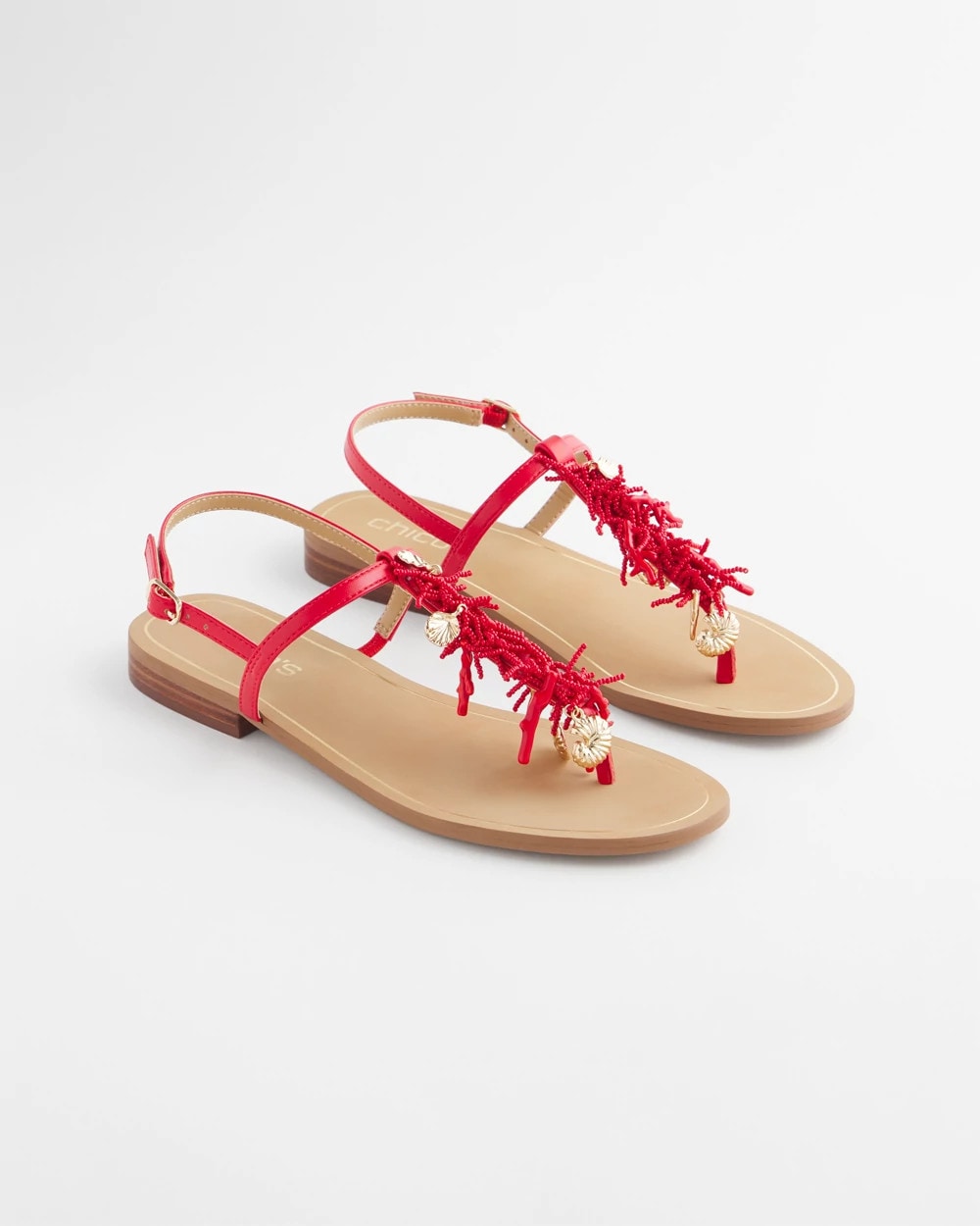 Chico's Women | Coral Beach T-Strap Sandals RED
