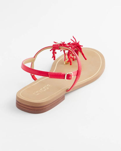 Chico's Women | Coral Beach T-Strap Sandals RED