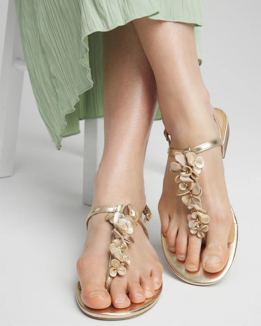 Chico's Women | Sioux Flower T-Strap Sandals GOLD