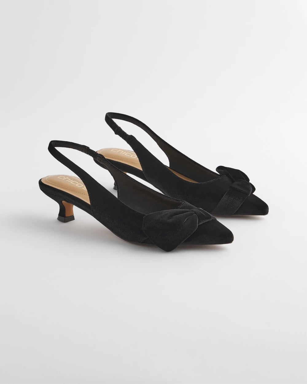Chico's Women | Charm Velvet Bow Kitten Heels BLACK