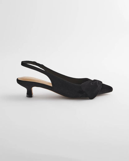 Chico's Women | Charm Velvet Bow Kitten Heels BLACK