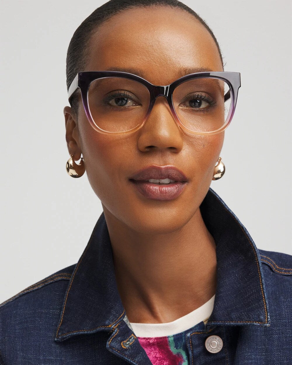 Chico's Women | Cat Eye Colorblock Readers PURPLE