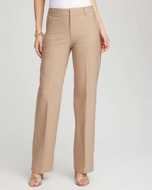 Chico's Women | Petite Cotton Straight-Leg Trousers CATTAIL BROWN