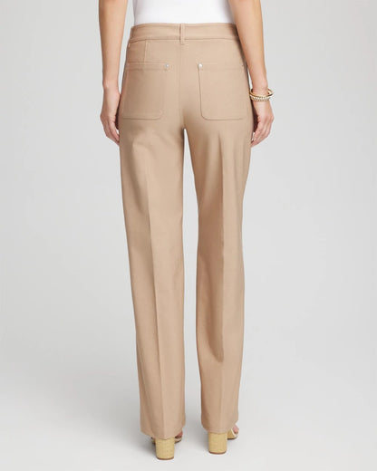 Chico's Women | Petite Cotton Straight-Leg Trousers CATTAIL BROWN