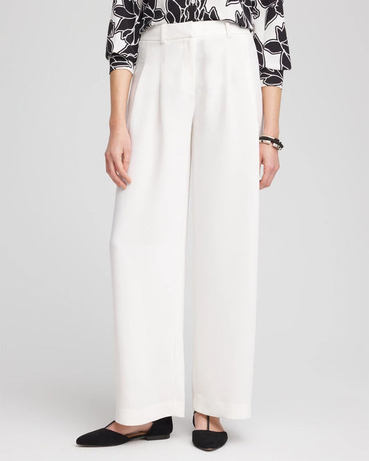 Chico's Women | Petite Crepe Pleated Relaxed Pants ECRU