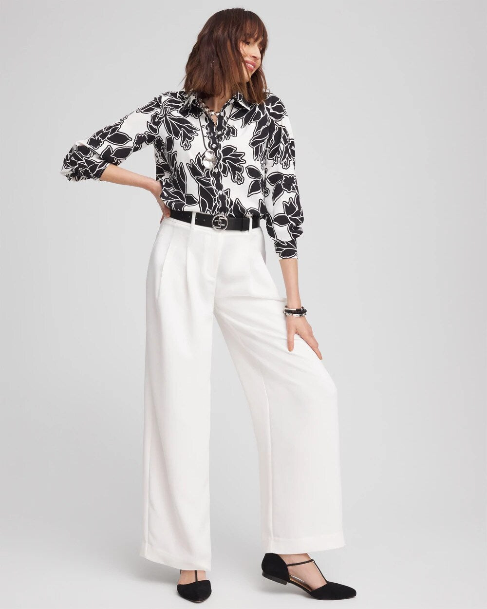 Chico's Women | Petite Crepe Pleated Relaxed Pants ECRU