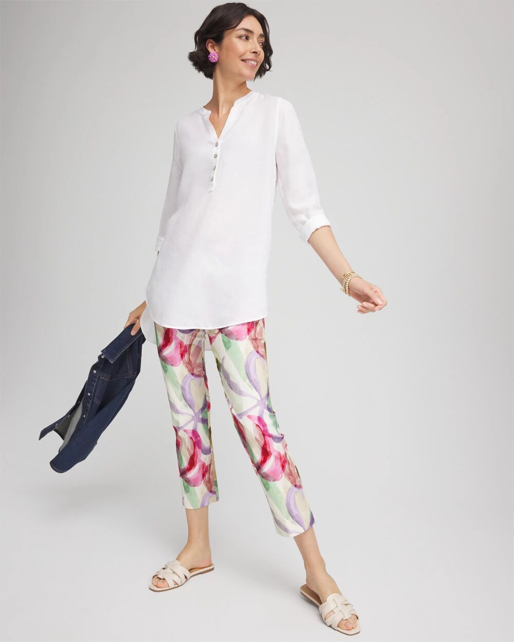 Chico's Women | Petite Brigitte™ Slub Slim Cropped Pants ECRU