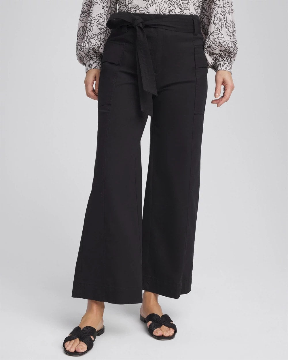Chico's Women | Petite Belted Twill Utility Cropped Pants BLACK