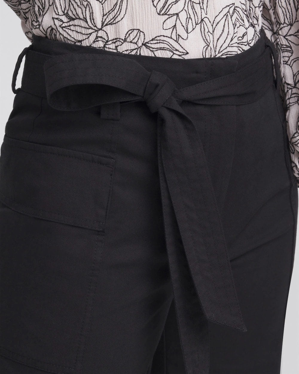 Chico's Women | Petite Belted Twill Utility Cropped Pants BLACK