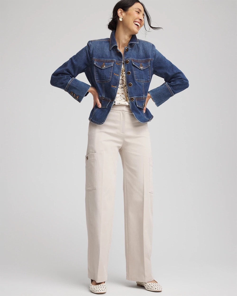 Chico's Women | Petite Sateen Cargo Pants SMOKEY TAUPE