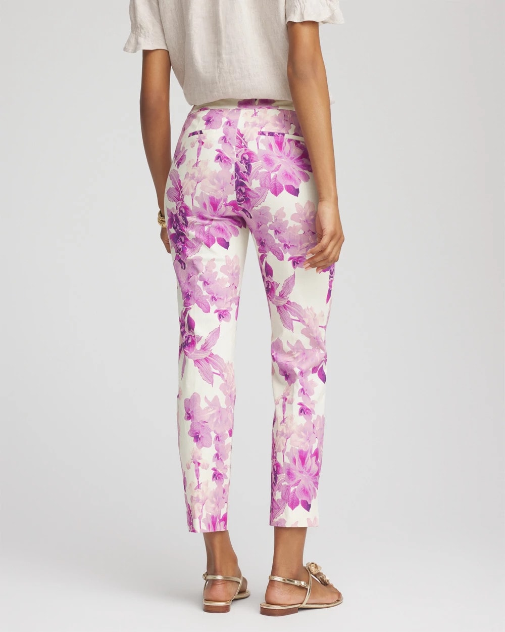 Chico's Women | Petite Floral Brigitte™ Pull-On Slim Cropped Pants PLUM SHADE