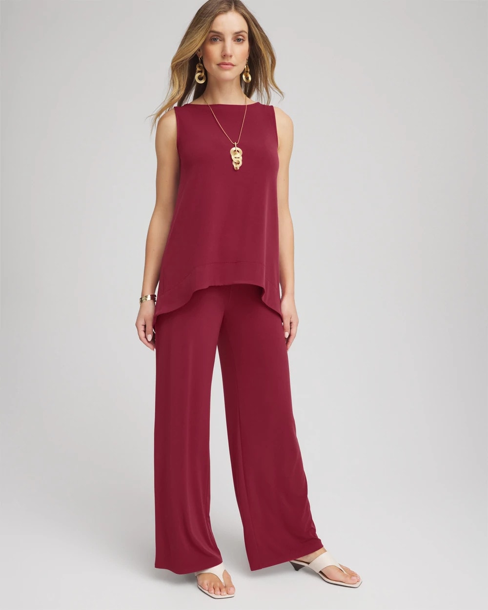 Chico's Women | Petite Travelers™ Knit Wide-Leg Pants RUSSET RED