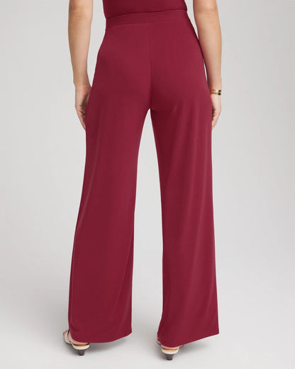 Chico's Women | Petite Travelers™ Knit Wide-Leg Pants RUSSET RED