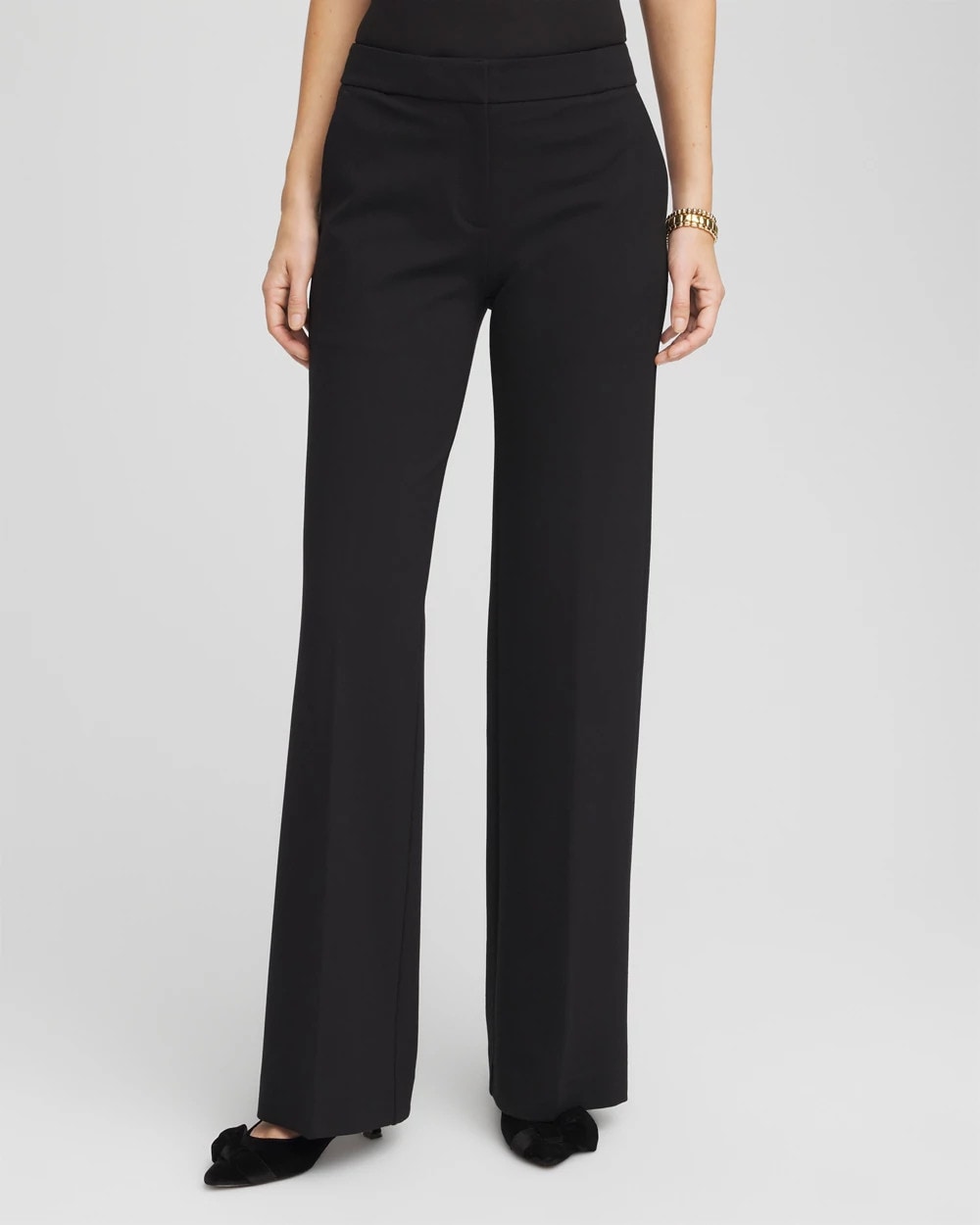 Chico's Women | Petite Emme Wide-Leg Trouser Ponte Pants BLACK