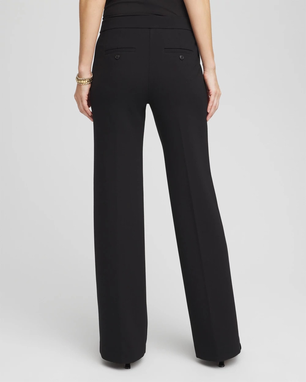 Chico's Women | Petite Emme Wide-Leg Trouser Ponte Pants BLACK