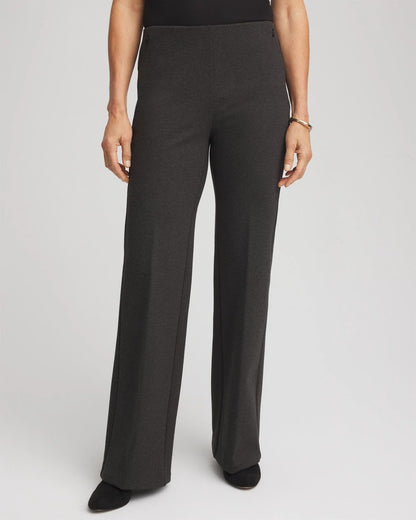 Chico's Women | Petite Juliet Wide Full-Length Ponte Pants GRAPHITE HEATHER GRAY