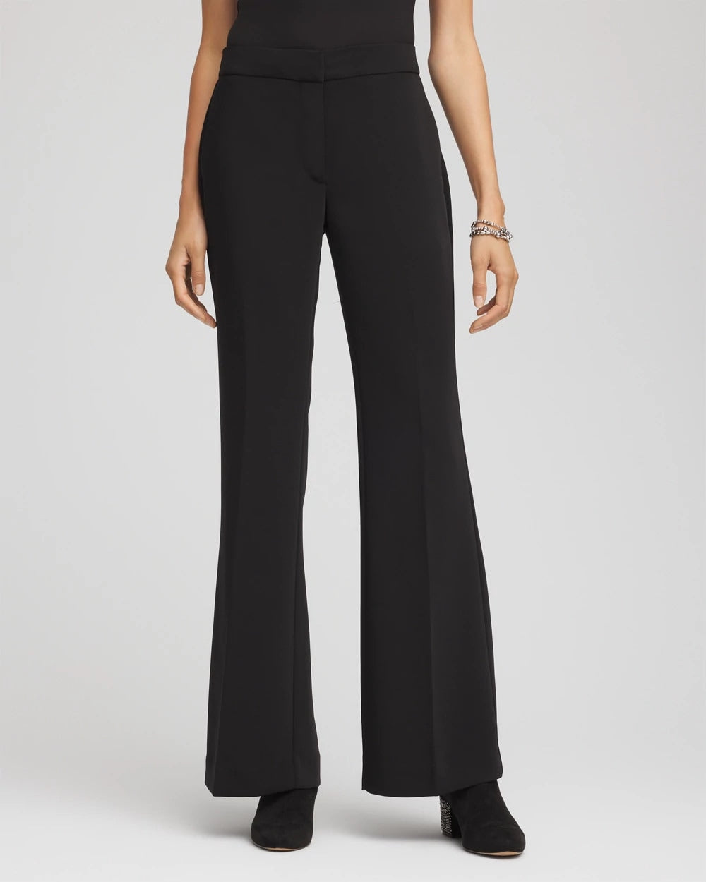 Chico's Women | Petite Crepe Flared Trouser Pants BLACK