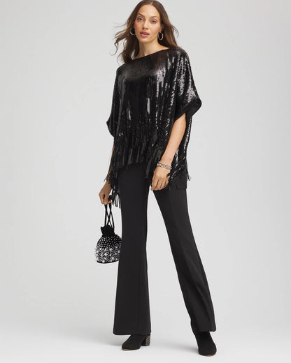 Chico's Women | Petite Crepe Flared Trouser Pants BLACK