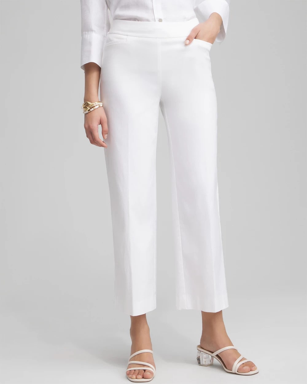 Chico's Women | Petite Brigitte Wide Leg Cropped Pants ALABASTER