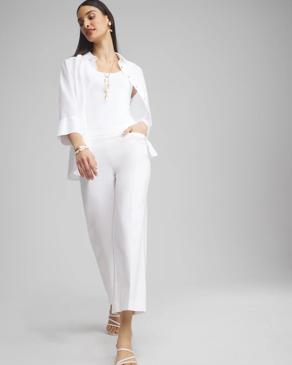 Chico's Women | Petite Brigitte Wide Leg Cropped Pants ALABASTER