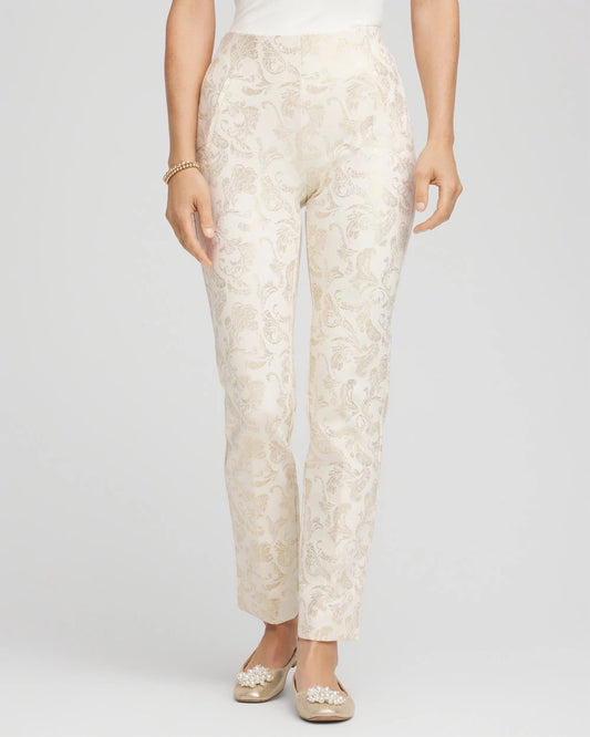 Chico's Women | Petite Juliet Golden Foiled Slim Ankle Pants ENGLISH CREAM
