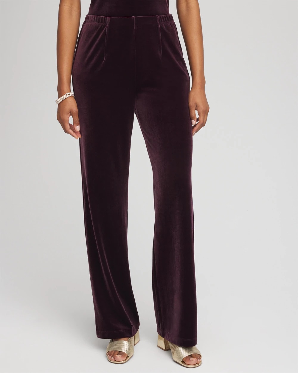 Chico's Women | Petite Travelers™ Velvet No Tummy Pants NIGHT BLOOM