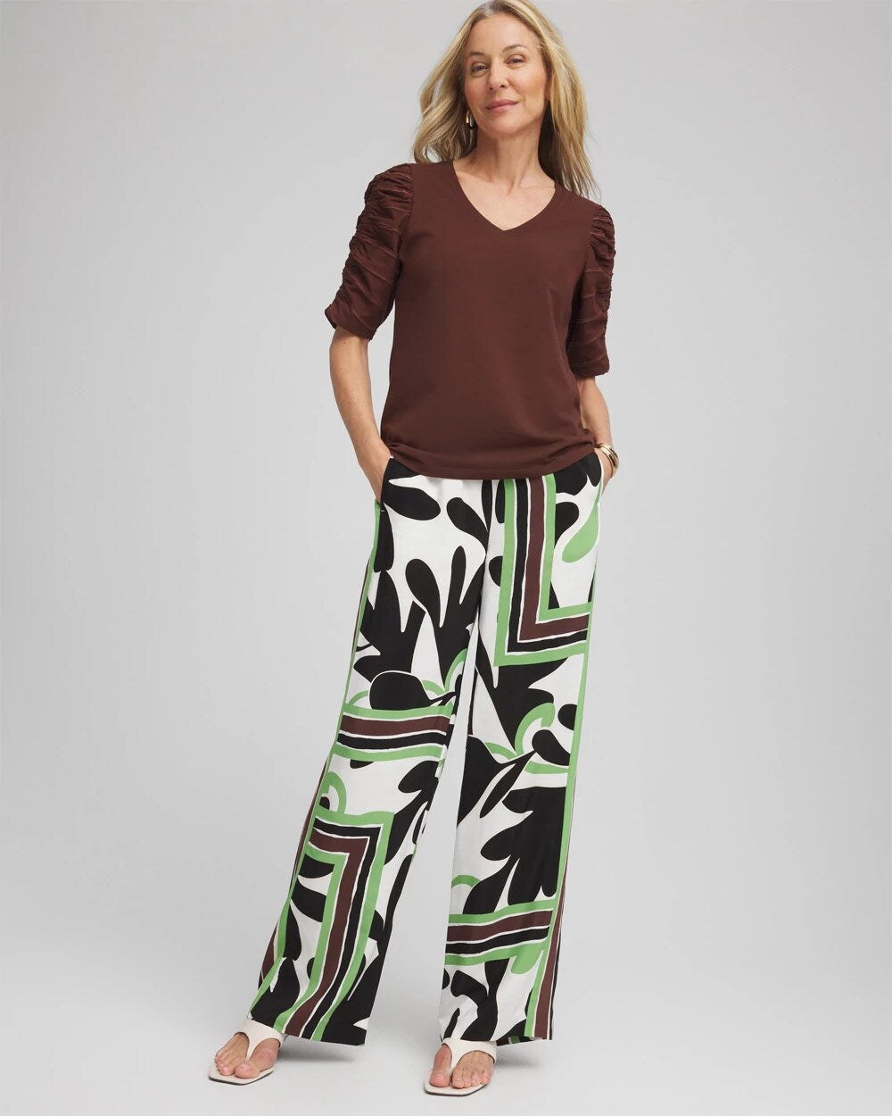 Chico's Women | Petite Printed Silky Soft Pants ECRU