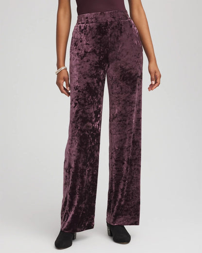 Chico's Women | Petite Crushed Velvet Wide-Leg Pants NIGHT BLOOM