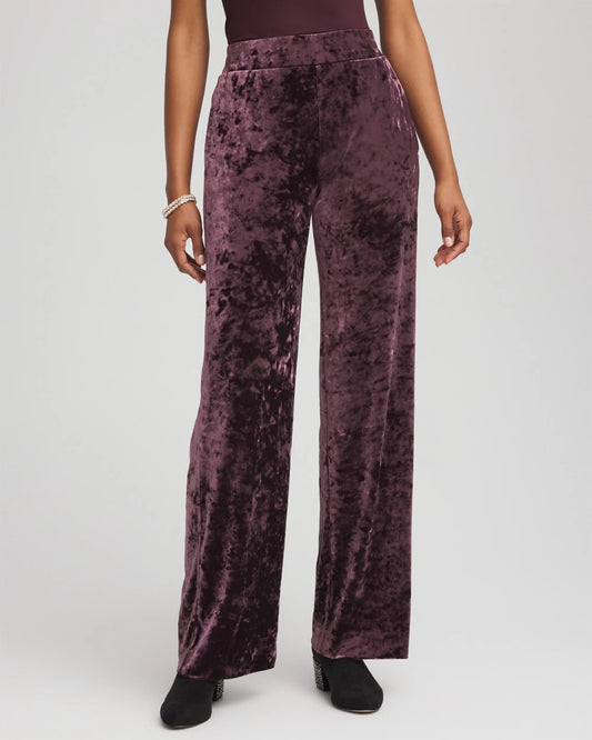 Chico's Women | Petite Crushed Velvet Wide-Leg Pants NIGHT BLOOM
