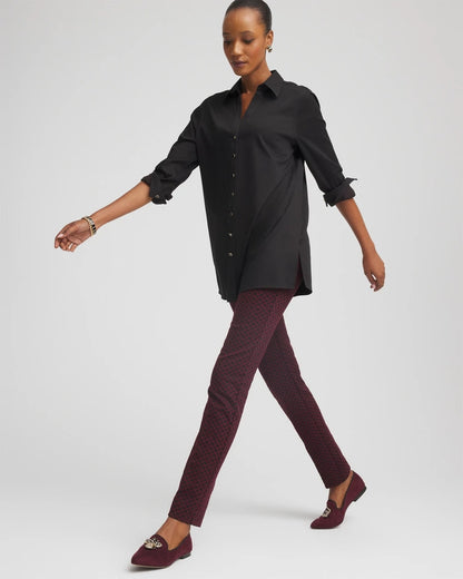 Chico's Women | Petite Circle Jacquard Juliet Slim Ankle Pants BLACK