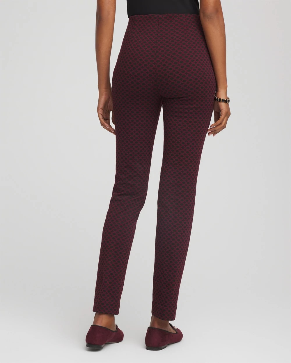 Chico's Women | Petite Circle Jacquard Juliet Slim Ankle Pants BLACK