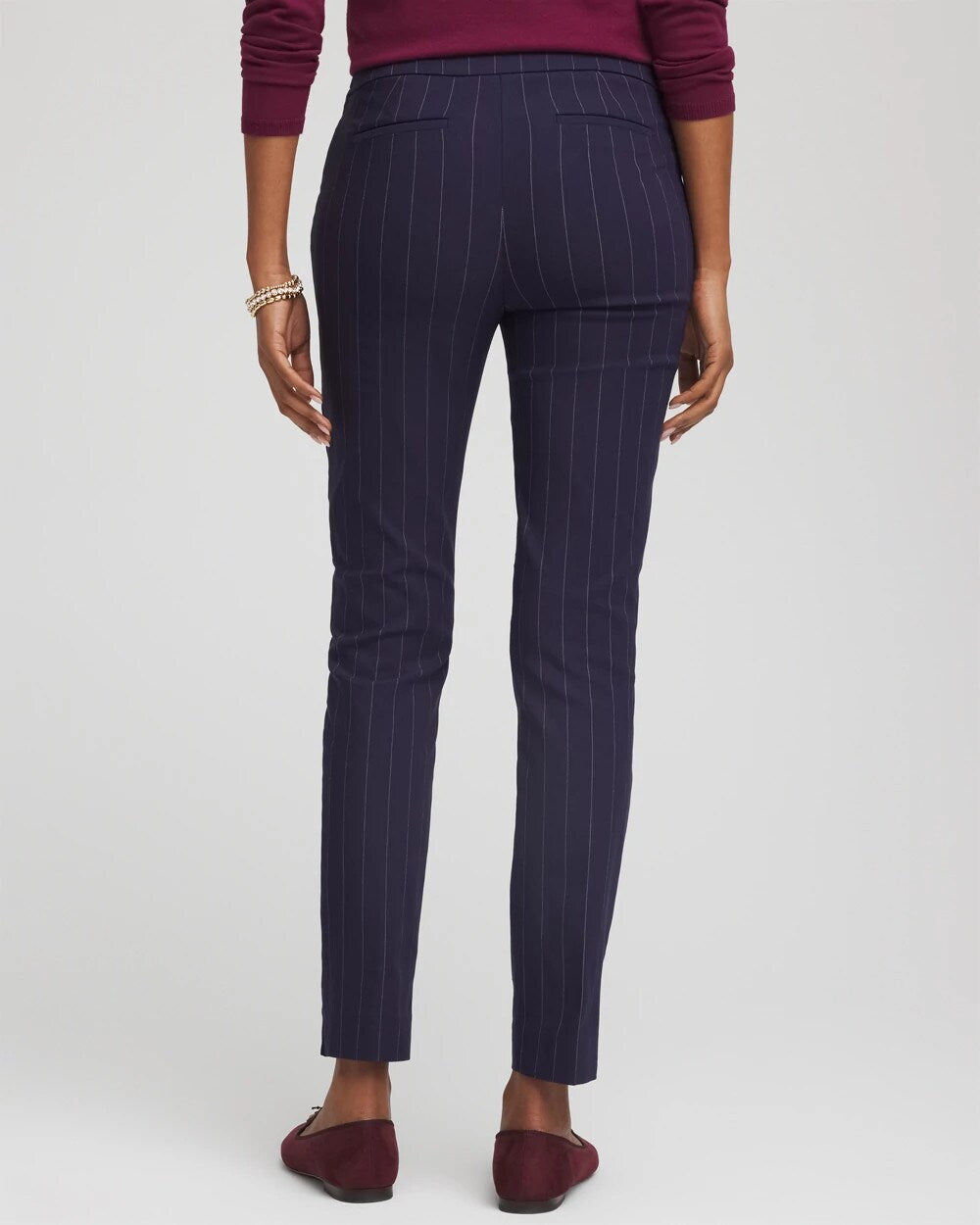Chico's Women | Petite Pinstriped Brigitte™ Slim Pull-On Ankle Pants PASSPORT BLUE