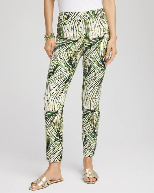 Chico's Women | Petite Brigitte™ Slim Ankle Palm-Print Pants ECRU