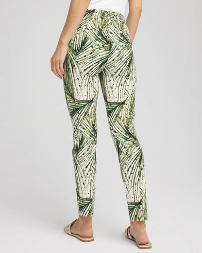 Chico's Women | Petite Brigitte™ Slim Ankle Palm-Print Pants ECRU