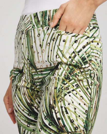 Chico's Women | Petite Brigitte™ Slim Ankle Palm-Print Pants ECRU