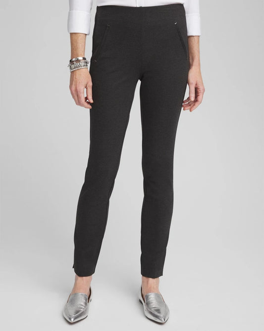 Chico's Women | Petite Juliet Trim Detail Ponte Ankle Pants GRAPHITE HEATHER GRAY