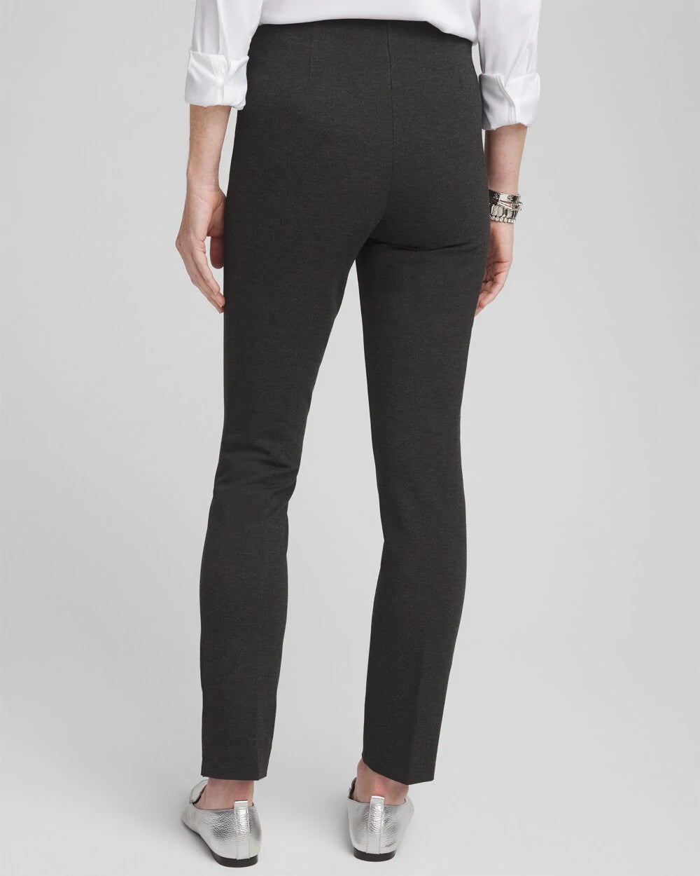 Chico's Women | Petite Juliet Trim Detail Ponte Ankle Pants GRAPHITE HEATHER GRAY