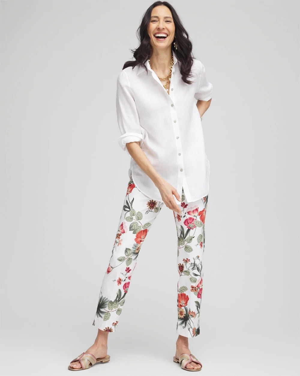 Chico's Women | Petite Brigitte™ Slub Cropped Pants ALABASTER