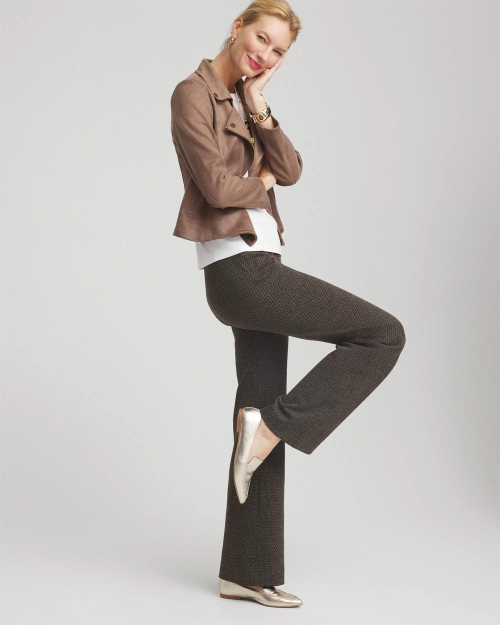 Chico's Women | Juliet Jacquard Full-Length Ponte Pants BLACK