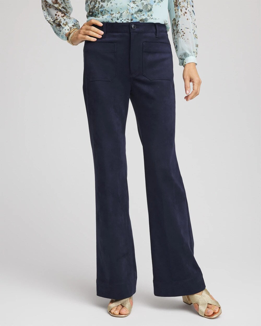 Chico's Women | Petite Faux Suede Bootcut Ankle Pants PASSPORT BLUE