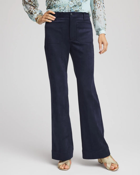 Chico's Women | Petite Faux Suede Bootcut Ankle Pants PASSPORT BLUE