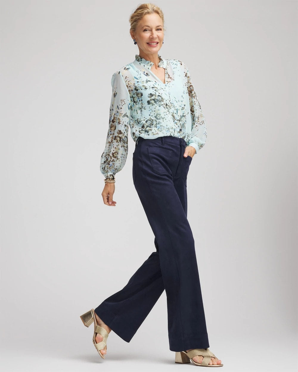 Chico's Women | Petite Faux Suede Bootcut Ankle Pants PASSPORT BLUE