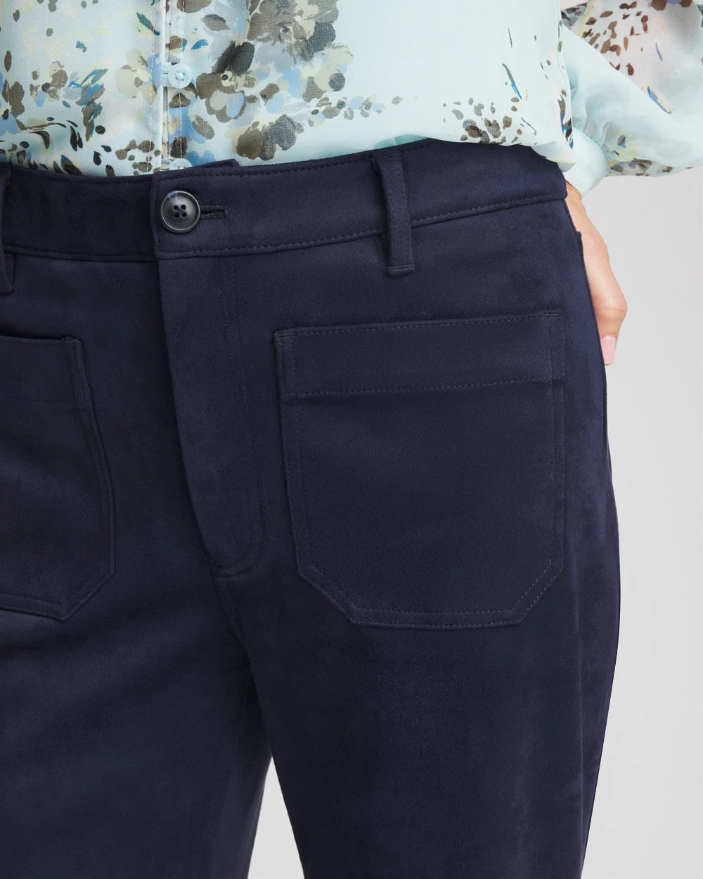 Chico's Women | Petite Faux Suede Bootcut Ankle Pants PASSPORT BLUE