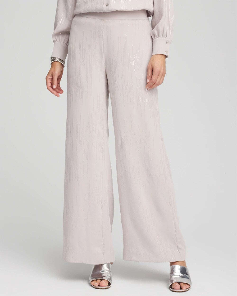 Chico's Women | Petite Sequin Wide Leg Pant HELIUM