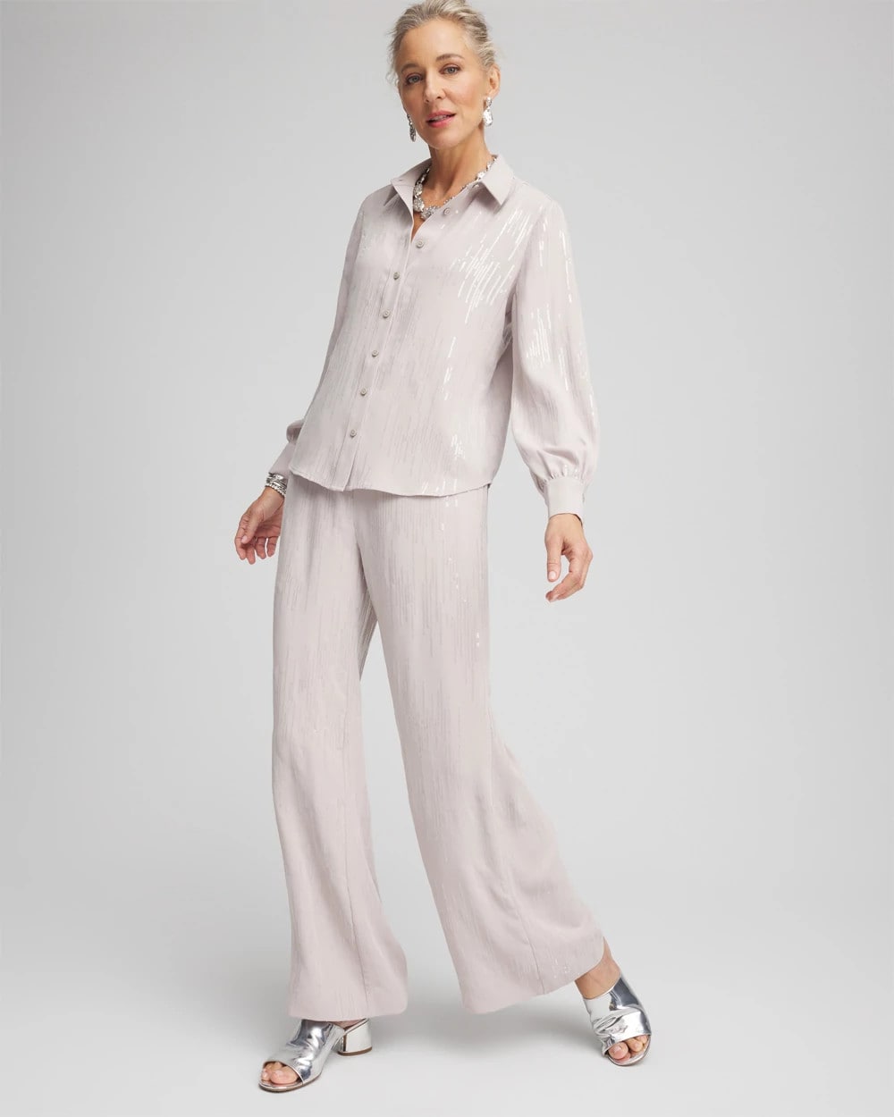 Chico's Women | Petite Sequin Wide Leg Pant HELIUM