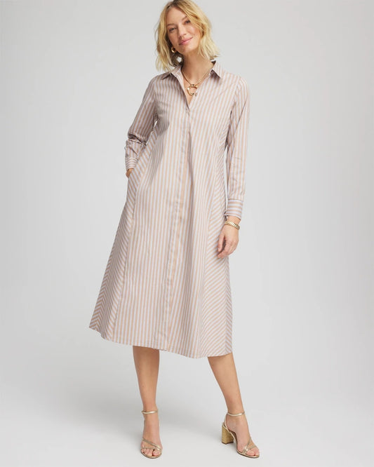 Chico's Women | Petite Vanilla Chai Striped Shirtdress VANILLA CHAI