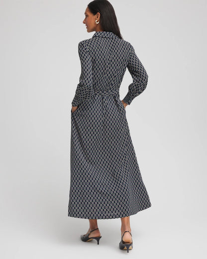 Chico's Women | Petite Chain Print Maxi Shirtdress PASSPORT BLUE